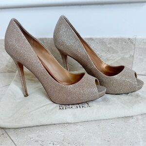 Badgley Mischka Ponderosa Gold Peep Toe Pumps